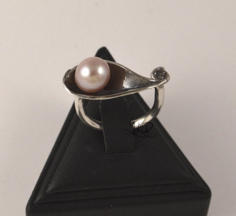 Calla lily, cocktail ring sterling silver image 2