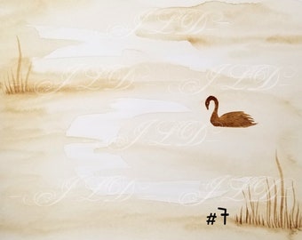 Coffee watercolor - Swan lake