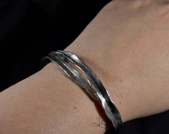 Willow leaf bangle in sterling silver