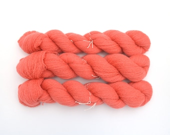 Destash *Delicate* Cashmere Lace Recycled Yarn, *Read Description Carefully*, Three Skeins 1190 Yards, Coral Orange, Reclaimed, Ecofriendly