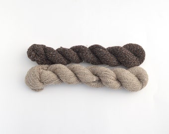 Destash Cashmere Lace Weight Recycled Yarn, Two Small Skeins, Beige and Brown Tweed, 2.5 oz total