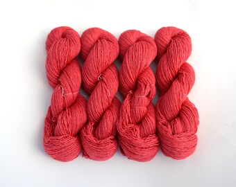 Destash DK Weight Wool Blend Yarn in Coral Red, 1270 Yards