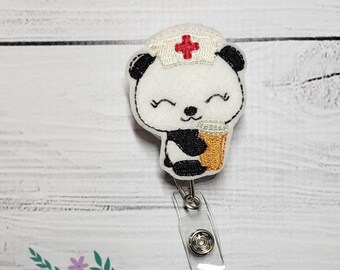 Panda Nurse Stethoscope Badge Reel,Animal Nursing Badge,Id Holder, Medical Retractable ID Badge,Pediatric Id Clip,Vocational Nursing Gift