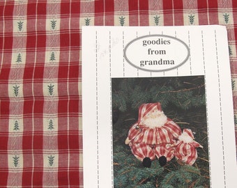 Snuggle Santa Pattern #121J & Christmas Fabric~~Goodies from Grandma Pattern~~Joan K Olson Pattern from 1991~~Stuffed Santa Doll~~Item #559