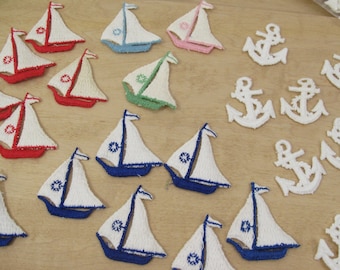 Sailboats& Anchor Appliques~~Lot of 110~~Sailboat Fabric Patches~~Anchor Fabric Patches~~Clothing Patches~~Item #538