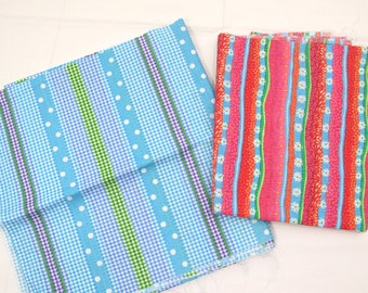 Two Striped Plisse/Seersucker Fabrics~~2 1/3 Yards Total~~Springtime Fabric~~Easter Fabric~~Striped Fabric~~Summer Dress Fabric~~~~Item #563