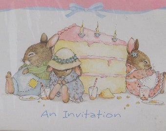 Bunny Birthday Party Invitations~~Hallmark Birthday Party Invitations NOS~~~Andrew Brownsword Collection~~Kid's Birthday Invites~~Item #317