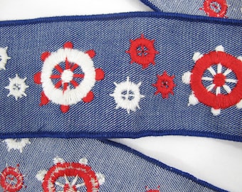 Nautical Theme Trim~~3 Yards x 2 5/8"~~Decorative Embellishment~~Embroidered Trim~~Decorative Ribbon~~Item #599