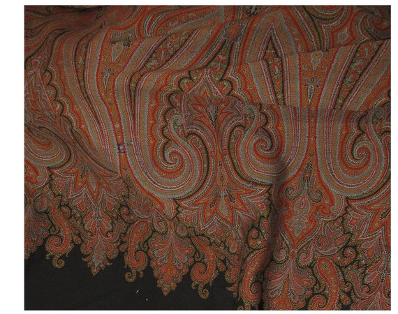 Paisley Wool Shawl~~Paisley Border Fabric Shawl~~… - image 7