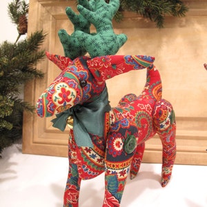 Wild Paisley Fabric Handcrafted Reindeer~~Large Sze Reindeer~~Fabric Soft Body Reindeer~~Handmade Reindeer~~Christmas Holiday Decoration