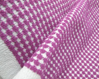 Purple & White Checked Nubby Textured Stretch Knit Fabric~~2 Pieces 3 1/2 Yards Total~~1960's-1970's~~Sweater Set Fabric~~Item #291