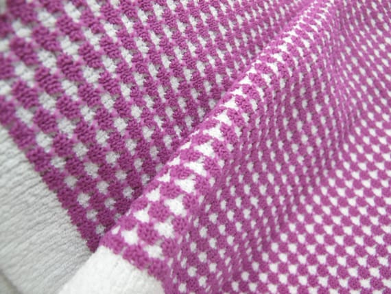 Purple & White Checked Nubby Textured Stretch Knit Fabric~~2 Pieces 3 1/2 Yards Total~~1960's-1970's~~Sweater Set Fabric~~Item #291