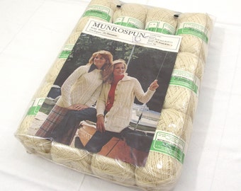 Munrospun Aran Wool Yarn~~~1960's-1970's Wool Yarn for Sweater or Cardigan~~12 Skeins Wool Yarn~~Made in Scotland~~Knitting Yarn~~Item #551