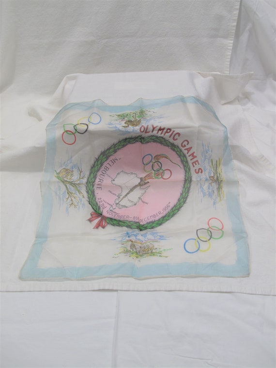 1956 Olympic Games Souvenir Handkerchief or Scarf~