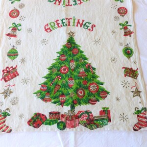 Vintage Christmas Tea Towel~Linen Tea Towel~Holiday Tea Towel~Christmas Tree Tea Towel~Decorative Tea Towel~Kitchen Towel~Holiday Decor~#219 image 1