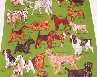 Vintage Dog Theme Irish Tea Towel~~~Blackstaff Tea Towel~~Vintage Dish Towel~~Terrier~~Whippet~~Corgi~~Collie~~Sheepdog~~Foxhound~~Item #511