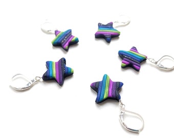 Wicked Star Stitch Markers. Set of 5. Universal. Knitting and crochet. Ready to ship