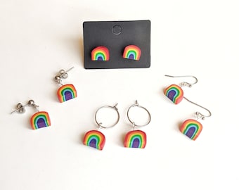 Rainbow Earrings. Rainbow Stud Earrings. Polymer Clay Earrings. Ready to ship