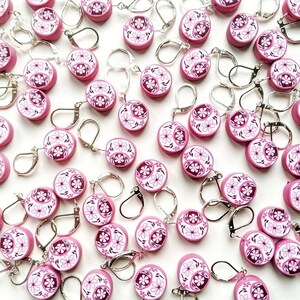 Moonflower Stitch Markers. Set of 3. Universal. Knitting and crochet. Moon. Flower. Folk. Pink.  Ready to ship