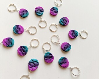 Mermaid Scale Stitch Markers. Set of 2. Knitting Markers. Ready to ship