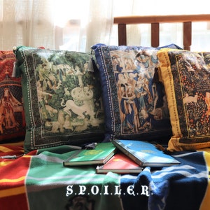 Wizard School Common Rooms Pillow Cover (Cover Only, No Insert), Classic Medieval Designs, House Pride