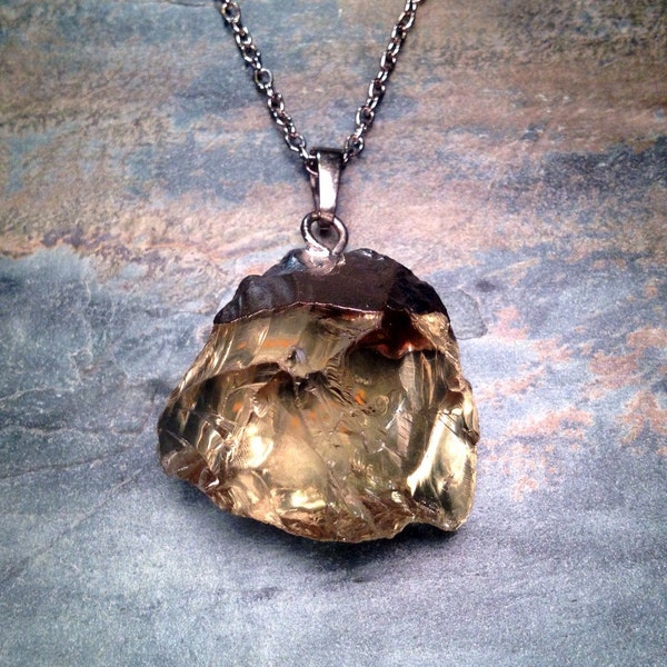 Pure no. 3 . citrine quartz crystal pendant necklace