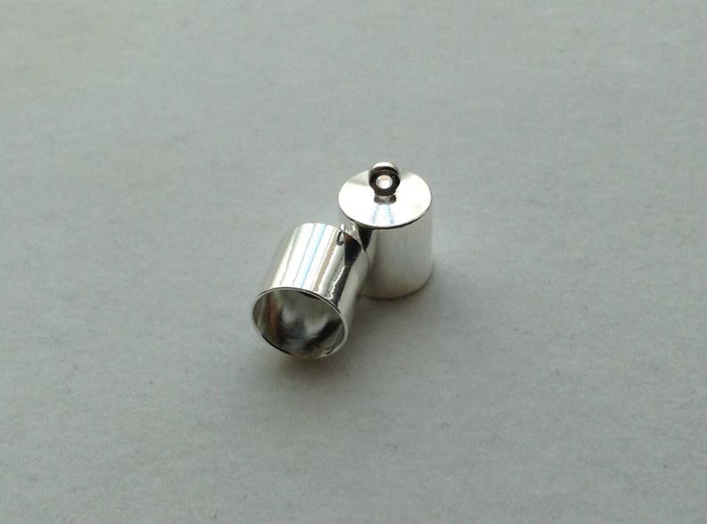 8mm Silver Plated Barrel End Caps 1 Pair Etsy