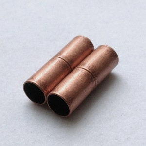 6mm Antique Copper Plated Glue-In Magnetic Clasp -  2 Clasps