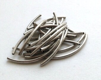 1mm-ID Antique Silver Plated Tubes - 24 pieces