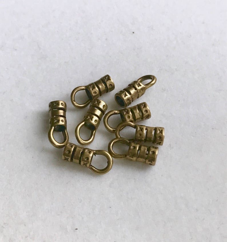 2.5mm Antique Brass Barrel Crimp End Caps 4 Pair Etsy