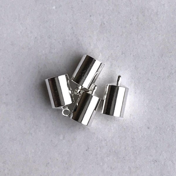 6mm Silver Plated Barrel End Caps - 2 pair