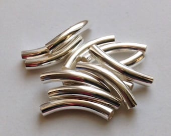 4mm-ID Silver Plated Tubes - Tube Bead - 12 pieces
