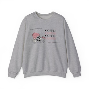 Coffee Skull Sweatshirt: Unisex Graphic Crewneck for Coffee Lovers