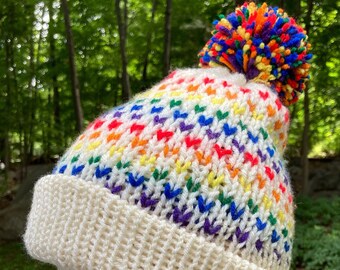 Rainbow Heart Hat