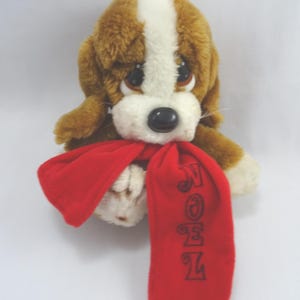 Vintage Applause Sad Sam Dog Plush Noel Stocking 8 Inch Stuffed Animal Toy Christmas