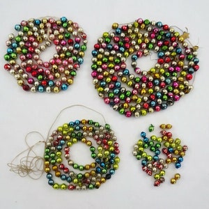 Vintage 3 Glass Bead Christmas Tree Garland Multi-Colored Loose Beads As Is string