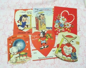 Vintage Lot of 6 Valentines Funny School