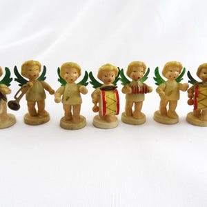 Vintage 7 Erzgebirge Style Angel Orchestra Lot of 7 Drum Horn Made in Hong Kong