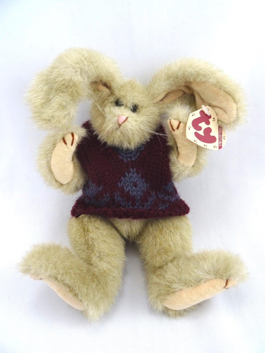 Vintage TY Rabbit JEREMY Sweater Vest Bendable Ears Brown Jointed ...