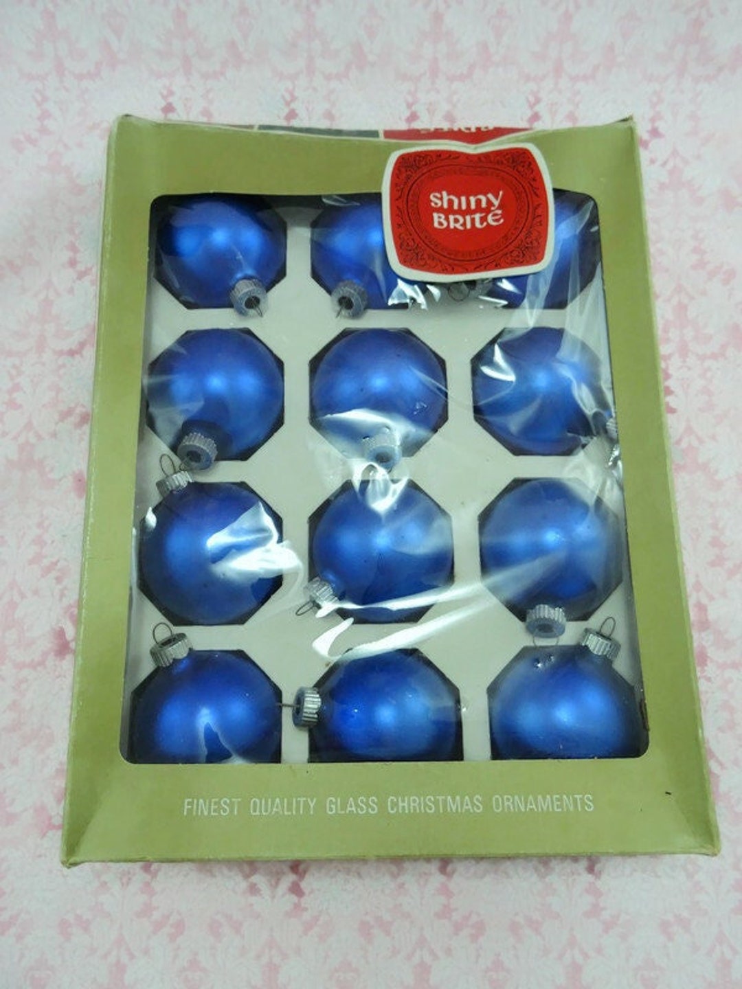 Vintage Box of 12 Shiny Brite Christmas Ornaments in Box Blue Etsy
