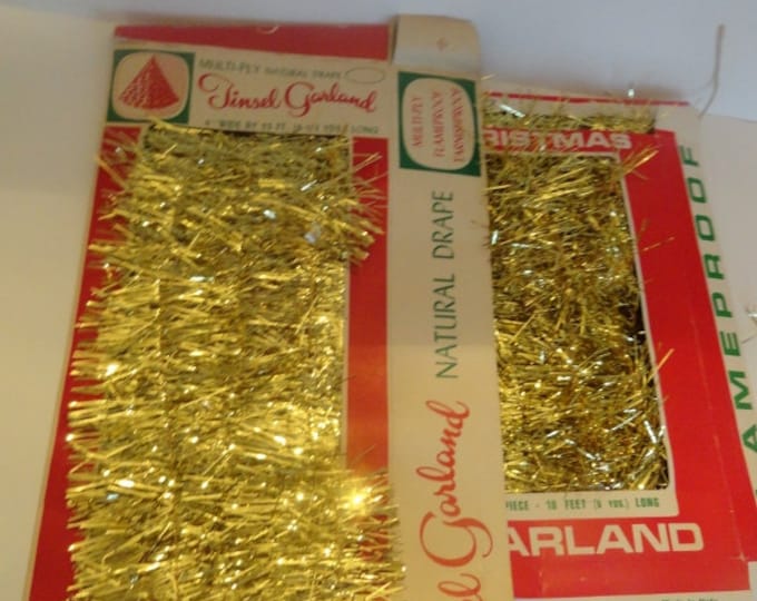 Vintage Christmas Tree Garland Gold Tinsel 2 Boxes Sears and Walgreens Etsy