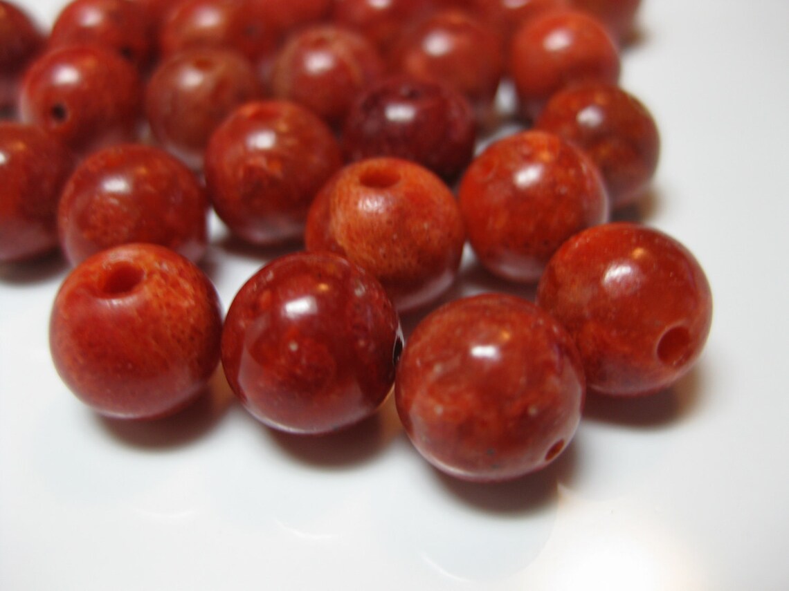 Synthetic Coral Beads Red 8mm Round 25 pieces Etsy