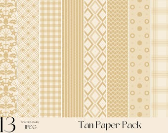 Tan Scrapbook Paper: Neutral Textures & Patterns (Digital Download)