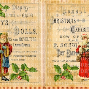 Vintage Christmas, Folio Backgrounds, Decoupage, Scrapbooking, Junk Journal Printable Pages Digital Download
