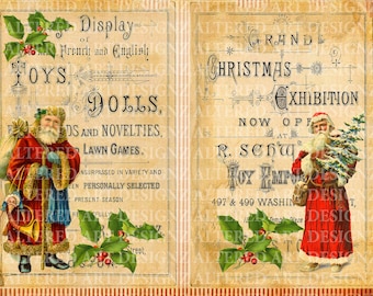 Vintage Christmas, Folio Backgrounds, Decoupage, Scrapbooking, Junk Journal Printable Pages Digital Download