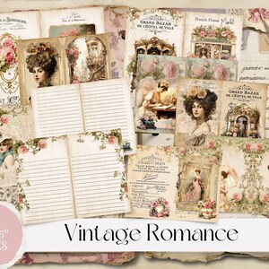 Vintage Ladies Pink Printable Papers for Junk Journals & Scrapbooking, Romantic Papercraft, Victorian Ephemera, Digital Download