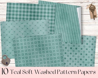 Teal Soft Wash Paper Pack: Scrapbook & Journal (Digital Download)