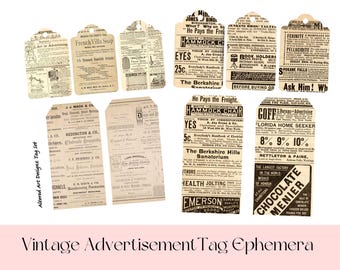 Vintage Advertising Tag Set: Printable Junk Journal Ephemera (Digital Download)