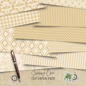 Pak bruin papier, 13 unieke ontwerpen | Digitale scrapbooking, afdrukbare papierset voor knutselen, uitnodigingen en achtergronden