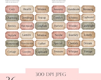 Shabby Chic Cottage Labels, Junk Journal Ephemera • Digital Download